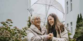 Image if two women under an umbrella