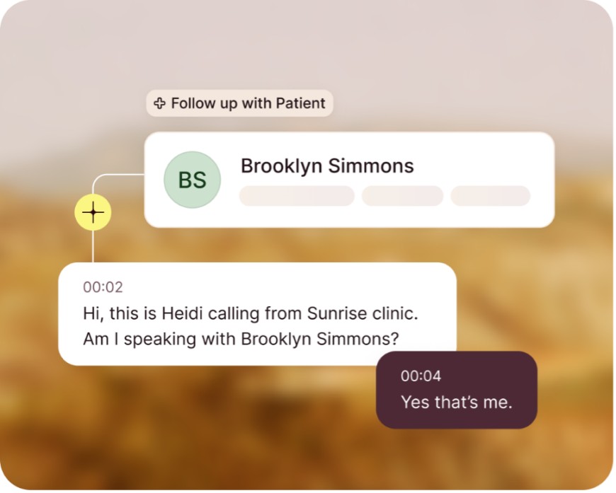 Image of the Heidi platform chatting with a patient