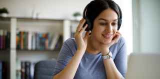 Woman watching webinar